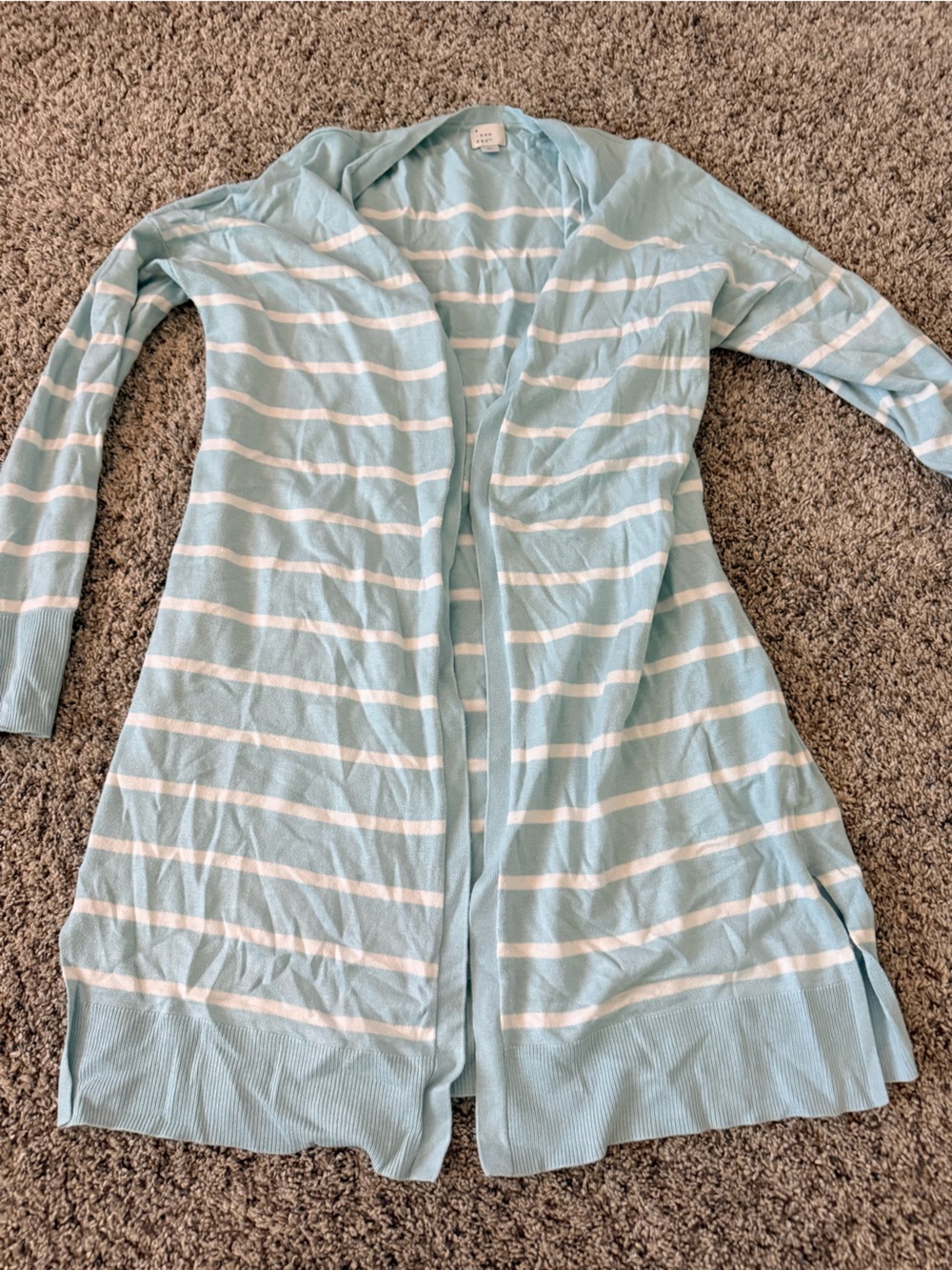 a new day Light Blue and White Striped Open Front Cardigan
